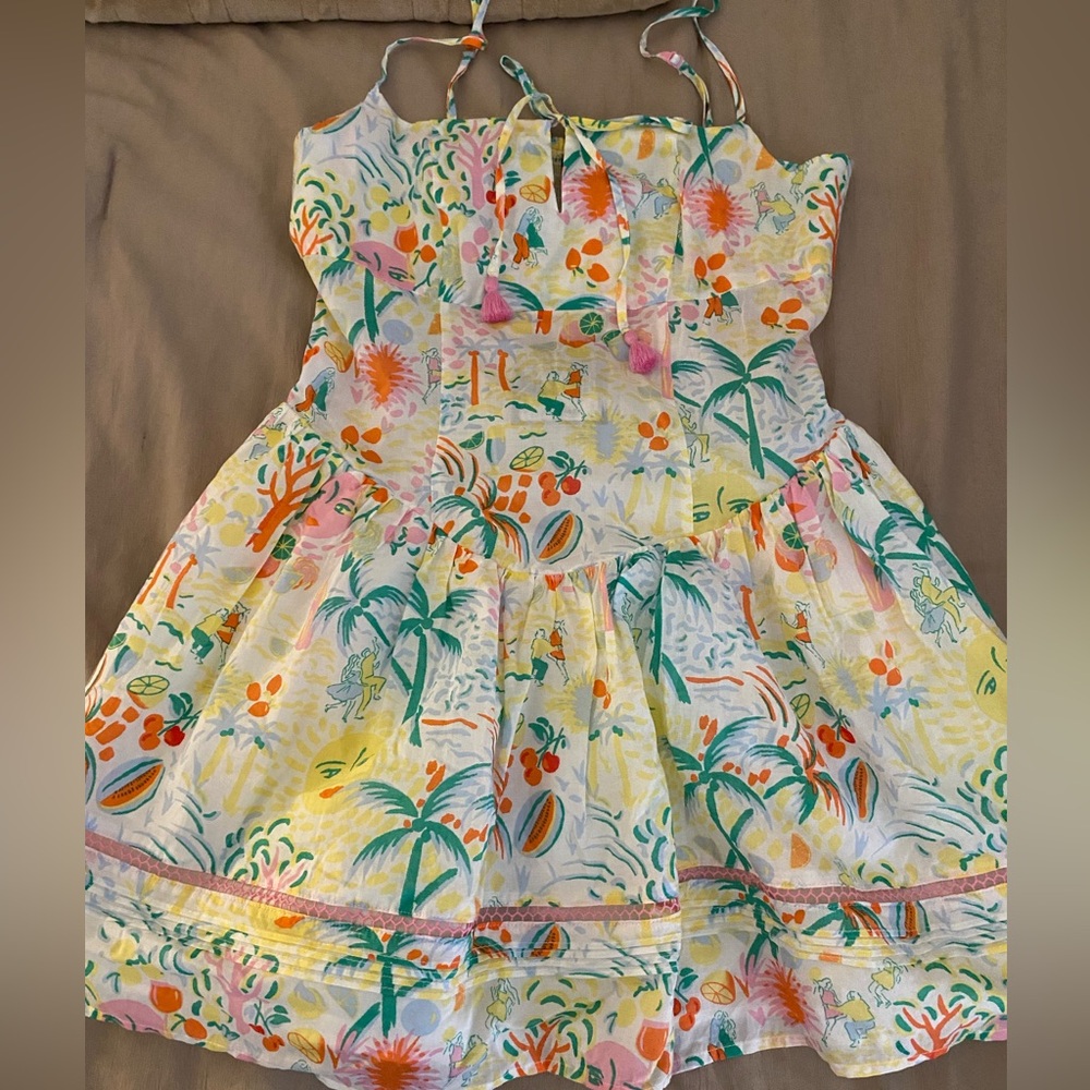 Roller Rabbit Multicolor Tropical Print Midi Dress - White Base